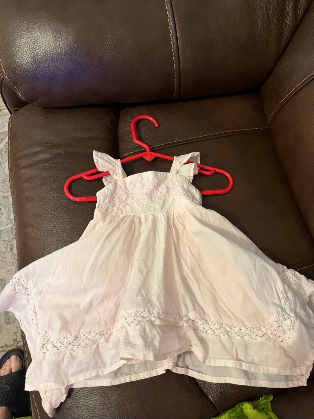 Tahari Pale Pink Ruffled Cotton Dress for Girls